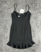 Selfie Leslie Womens US L Black Ruffle Hem Mini Dress Adjustable Straps NWT