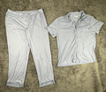 Nicole Miller New York Womens Pajama Set Large Blue Ribbed Top and Pants PJs