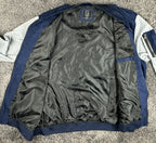 PX Clothing Mens 3XLT Blue Bomber Jacket Suede Feel Grey Sleeves Flight Jacket