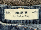 Hollister Low-Rise Super Baggy Jeans Womens Distressed Wide Leg Blue Y2K 10R W30