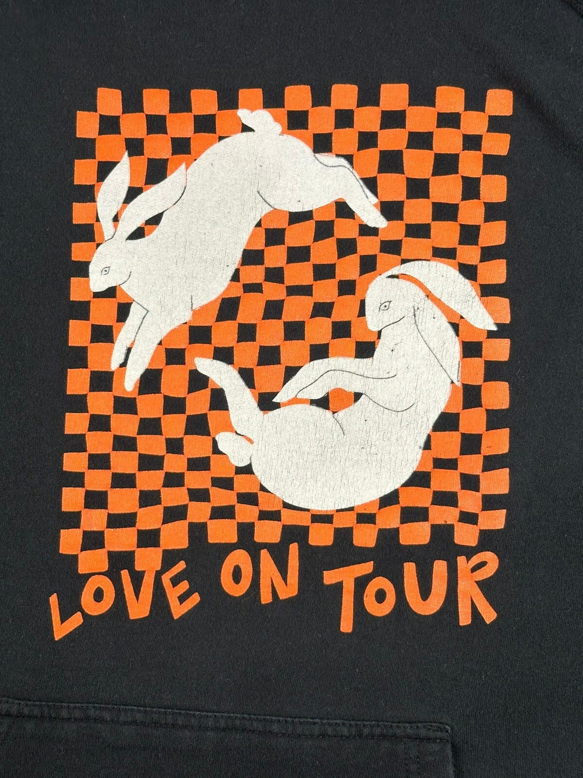 Harry Styles Love On Tour Bunny Rabbit Hoodie Mens L Black Graphic Sweatshirt