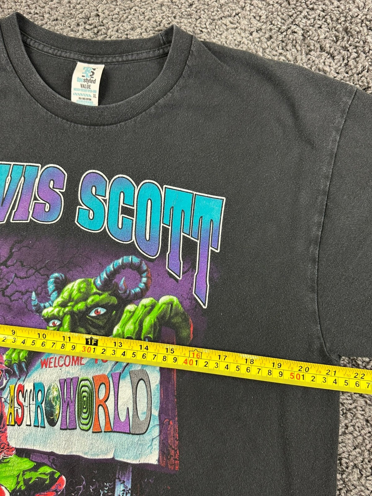Travis Scott Astroworld Shirt Men Black Graphic Tee Welcome To Astroworld Sz XL