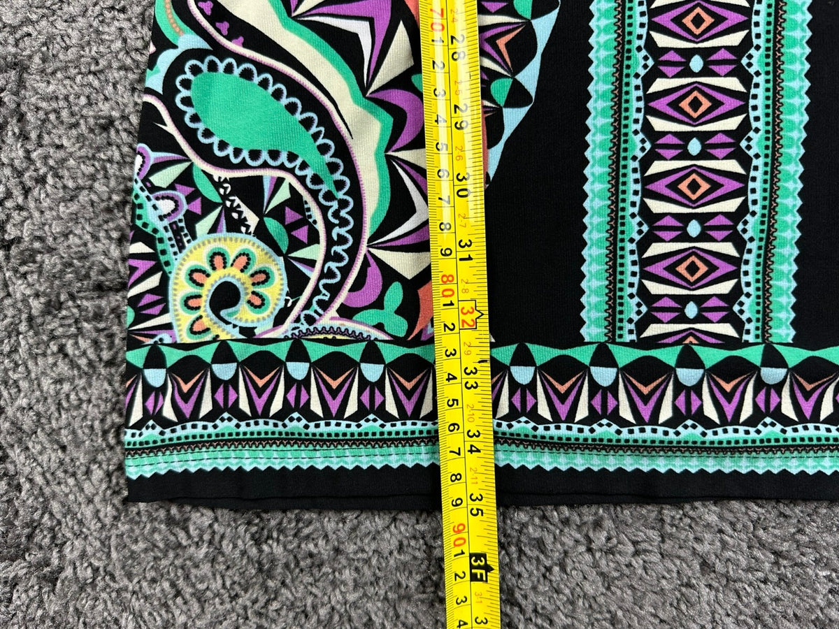 ECI New York Dress Womens S Small Black Multi Geometric Paisley Stretch