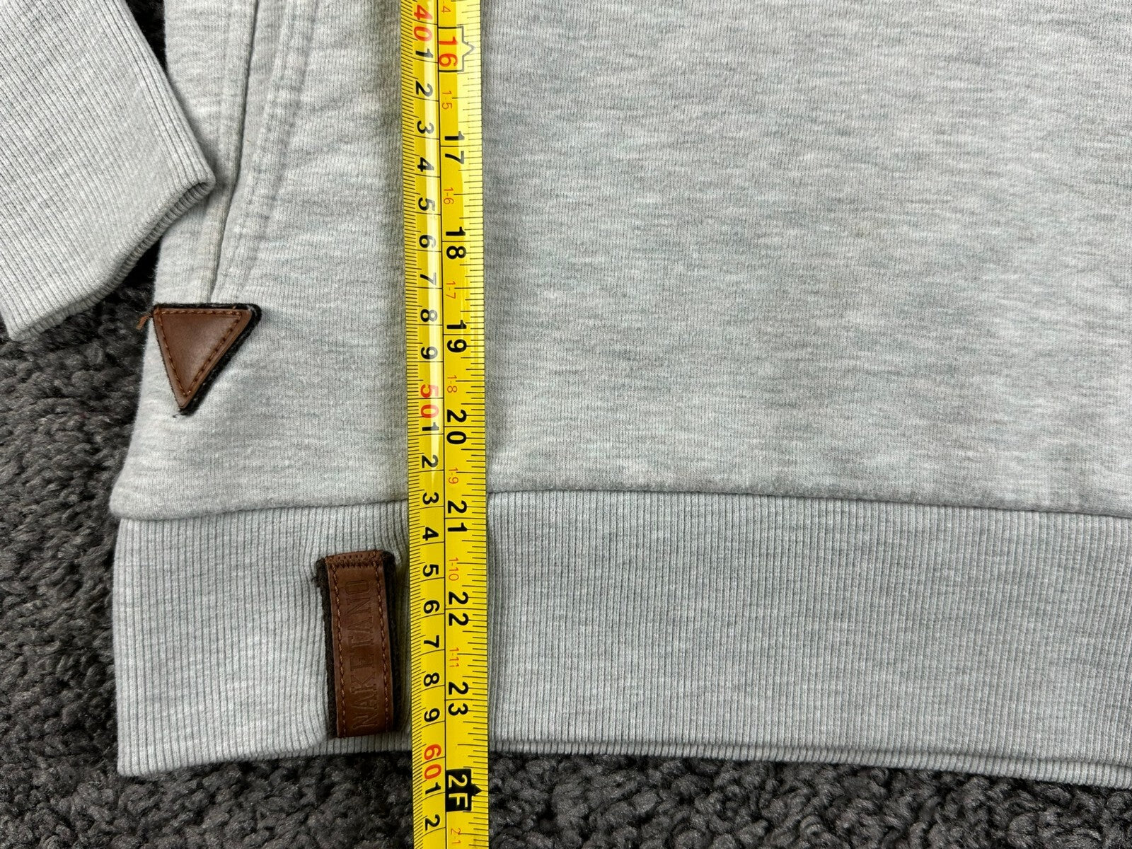 Naketano Womens Gray Cowl Neck Hoodie Pullover Sweatshirt Owl Rope Patch Sz M