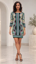 ECI New York Dress Womens S Small Black Multi Geometric Paisley Stretch