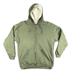 J. Peterman Mens XL Olive Green Full Zip Sherpa Lined Hood Sweatshirt Hoodie