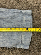 Lauren Ralph Lauren Womens 12 Blue Chambray Linen Wide Leg Crop Pants Pockets