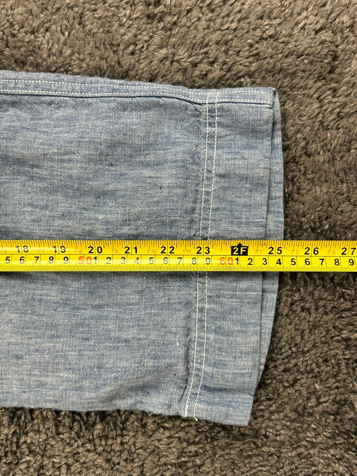 Lauren Ralph Lauren Womens 12 Blue Chambray Linen Wide Leg Crop Pants Pockets
