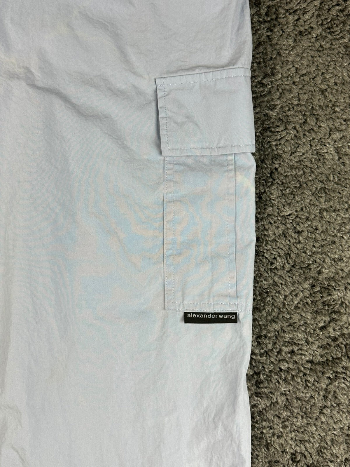 Alexander Wang Womens M High-Waisted Cotton Cargo Pants Light Blue