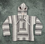 Vintage Artesanias Baja Hoodie Drug Rug Pullover Striped Sweater Mexico Size M