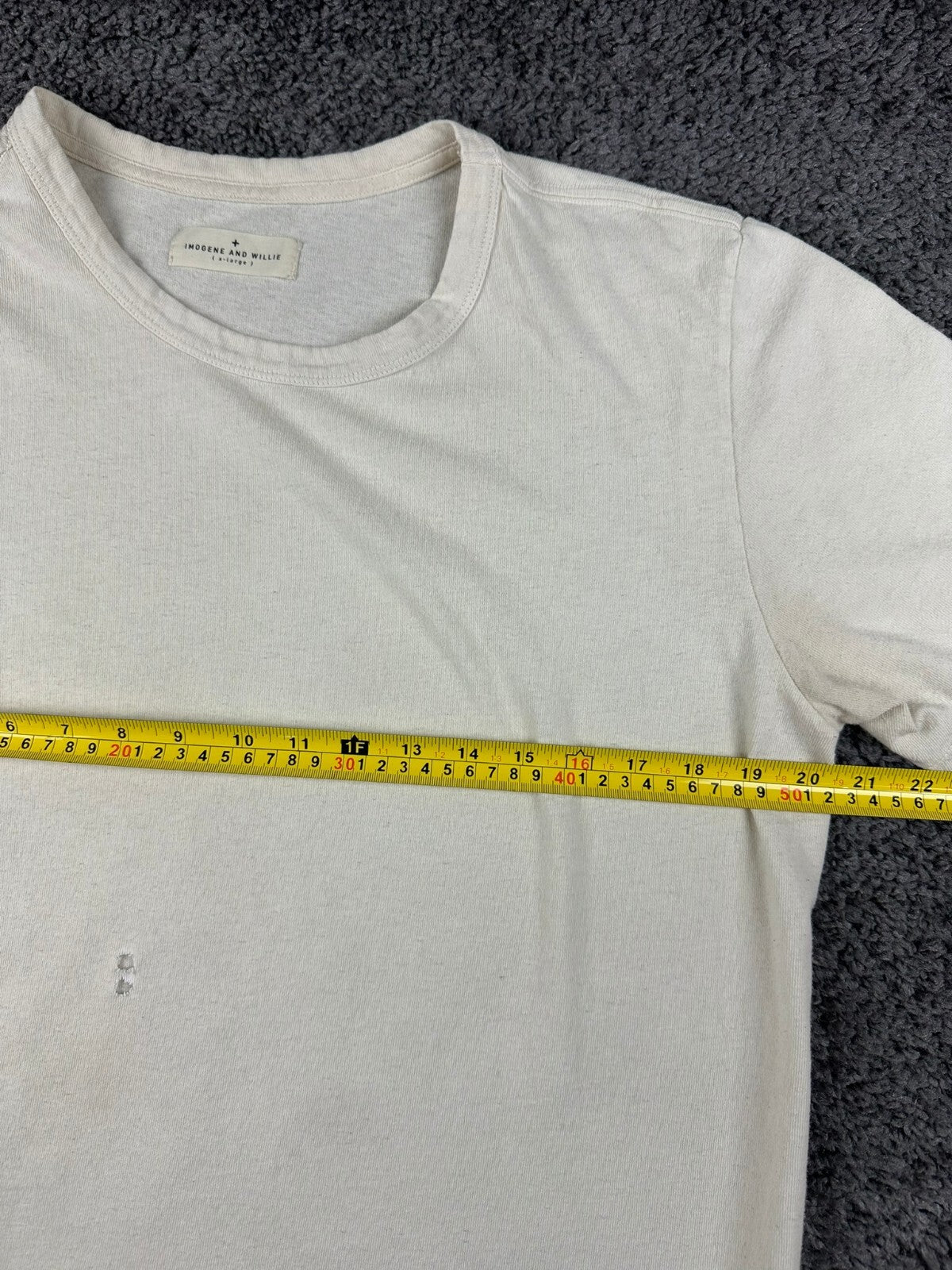 Imogene + Willie Mens XL Off-White Cotton Short Sleeve T-Shirt Tee Made in USA