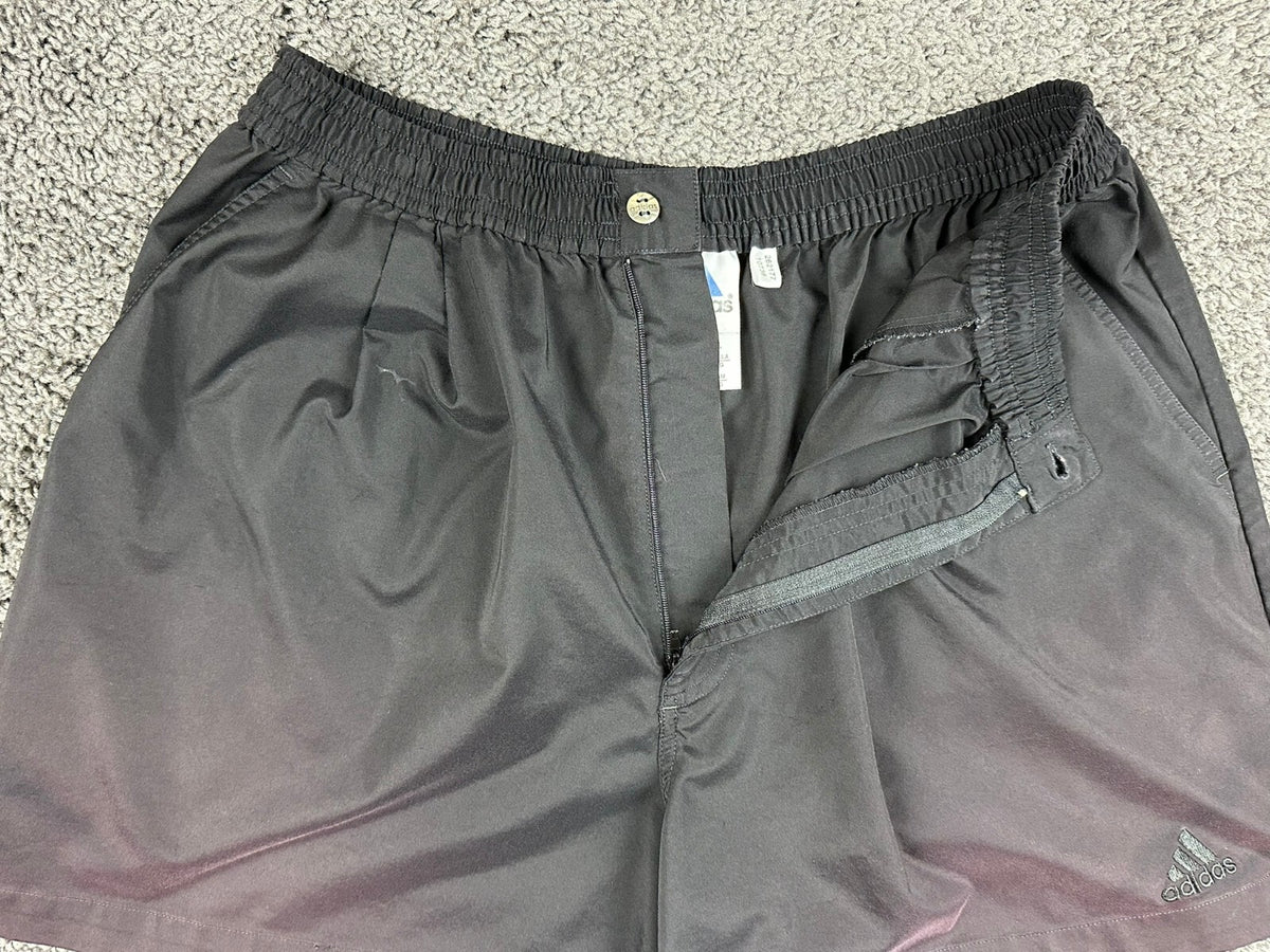 Vintage Adidas Mens XL Black Tennis Golf Athletic Shorts Elastic Zip Fly Y2K