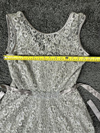 Betsy & Adam Womens 6 Silver Metallic Lace Rhinestone Tulle Cocktail Party Dress