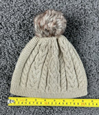 Tommy Bahama Girls M 10-12 Beige Cable Knit Sweater Pom Beanie 2 Piece Set