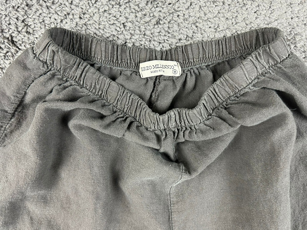 Terzo Millennio Womens M Charcoal Linen Blend Wide Leg Crop Culotte Pants