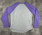 NBA Los Angeles Lakers Mens Raglan Long Sleeve Shirt Gray Purple Basketball 3XL