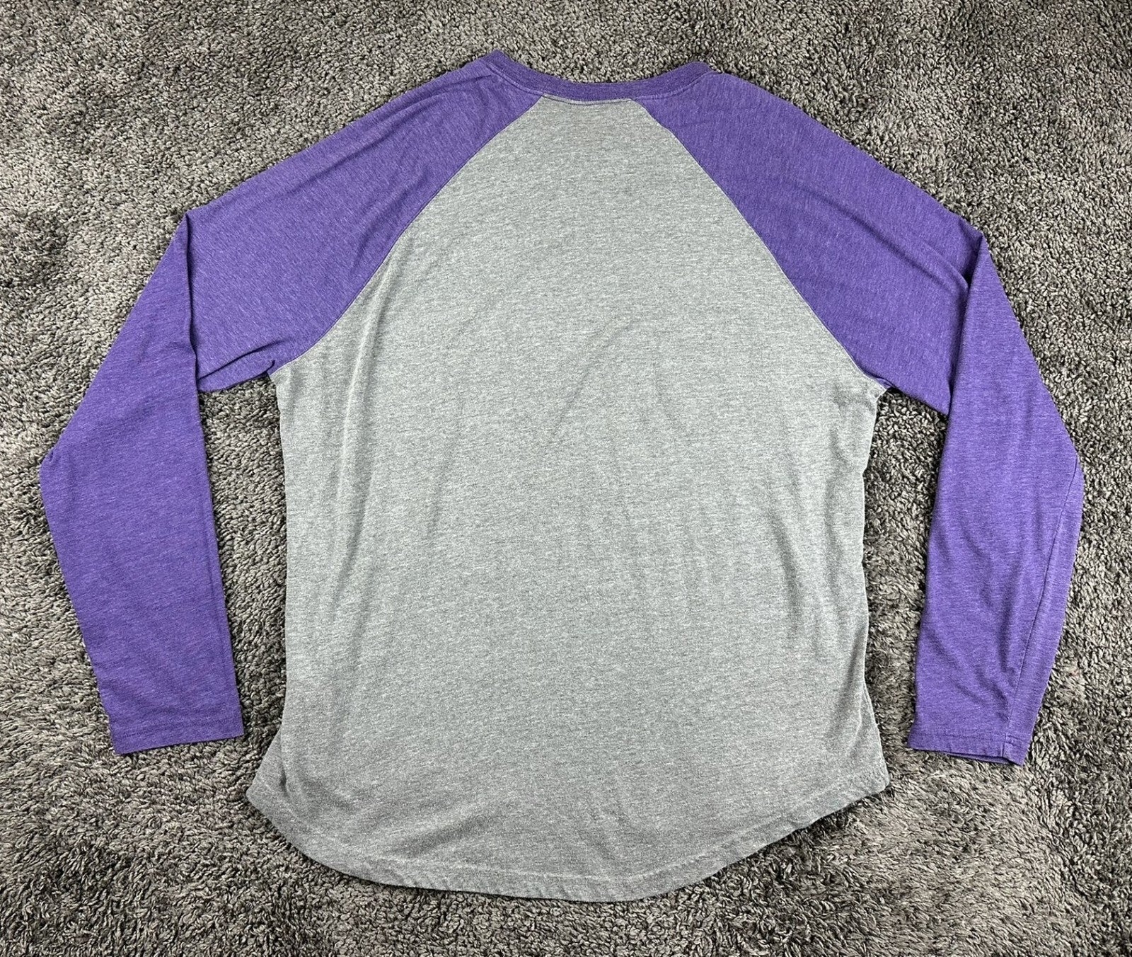 NBA Los Angeles Lakers Mens Raglan Long Sleeve Shirt Gray Purple Basketball 3XL