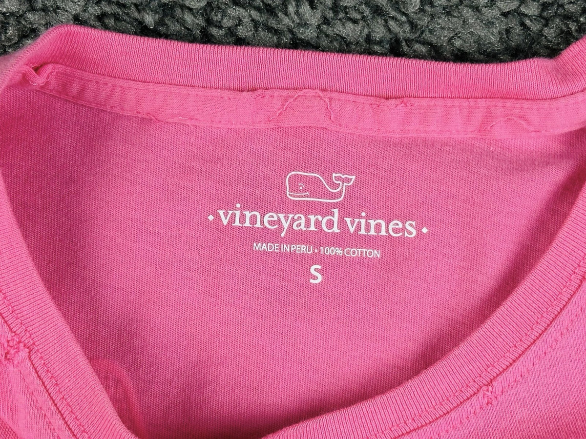 Vineyard Vines Womens S Pink Lacrosse Graphic Long Sleeve Pocket T-Shirt