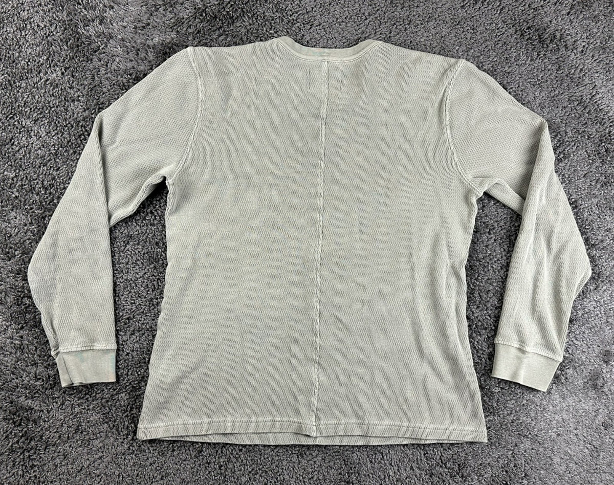 Citizens of Humanity Mens Large L Waffle Knit Thermal Long Sleeve Shirt Olive