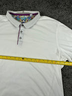 Robert Graham Mens 2XL White Aaron Paisley Contrast Knit Polo Shirt Rare
