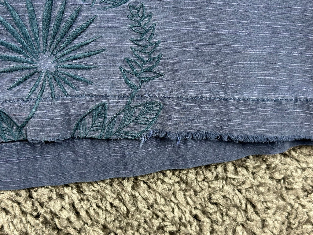 Tommy Bahama Mens XLT Blue Silk Cotton Embroidered Palm Camp Shirt Big Tall