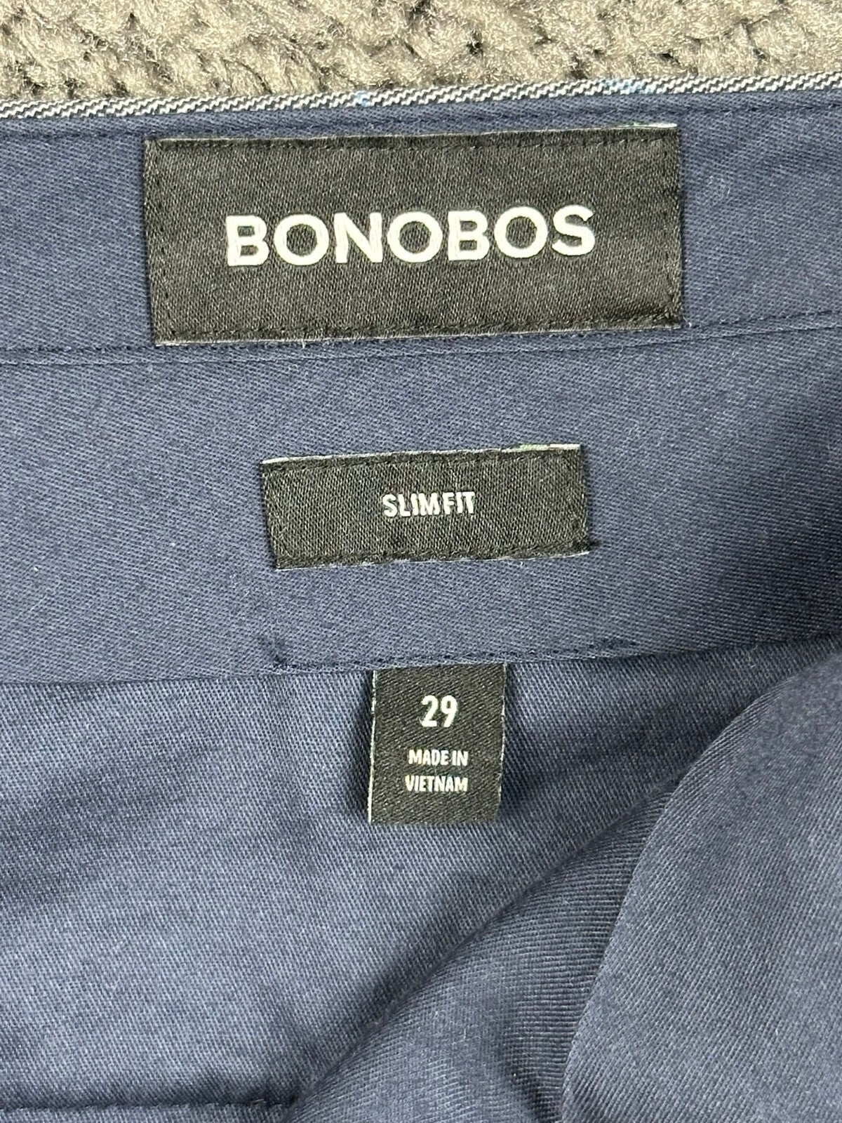Bonobos Mens Dress Pants 29x32 Slim Fit Grey Blue Plaid Wool Blend Flat Front