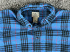 LL Bean Mens Scotch Plaid Flannel Shirt Slightly Fitted Blue Cotton Sz Medium
