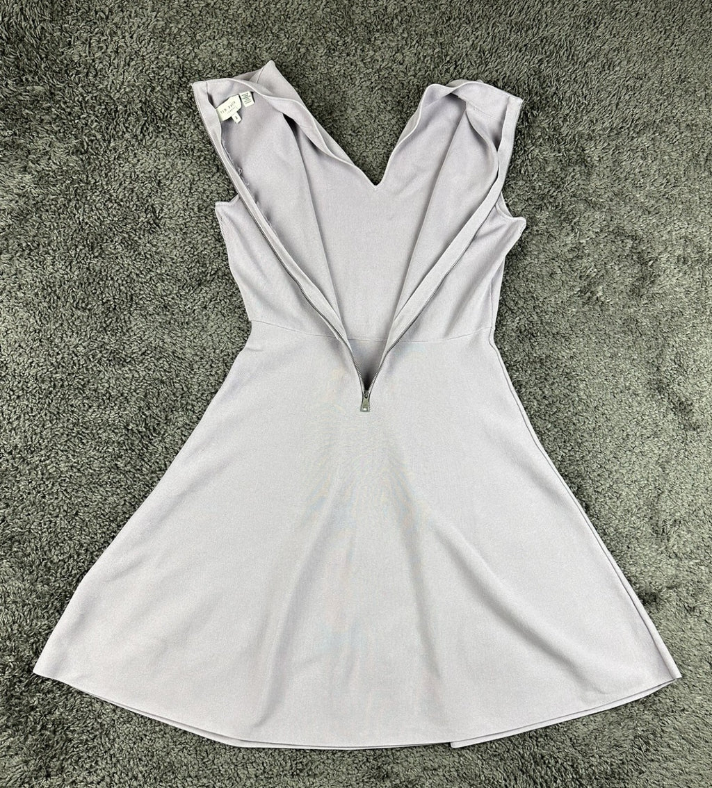 Ted Baker London Liliiee Light Purple Lilac Knit Front Zip Skater Dress Size 3