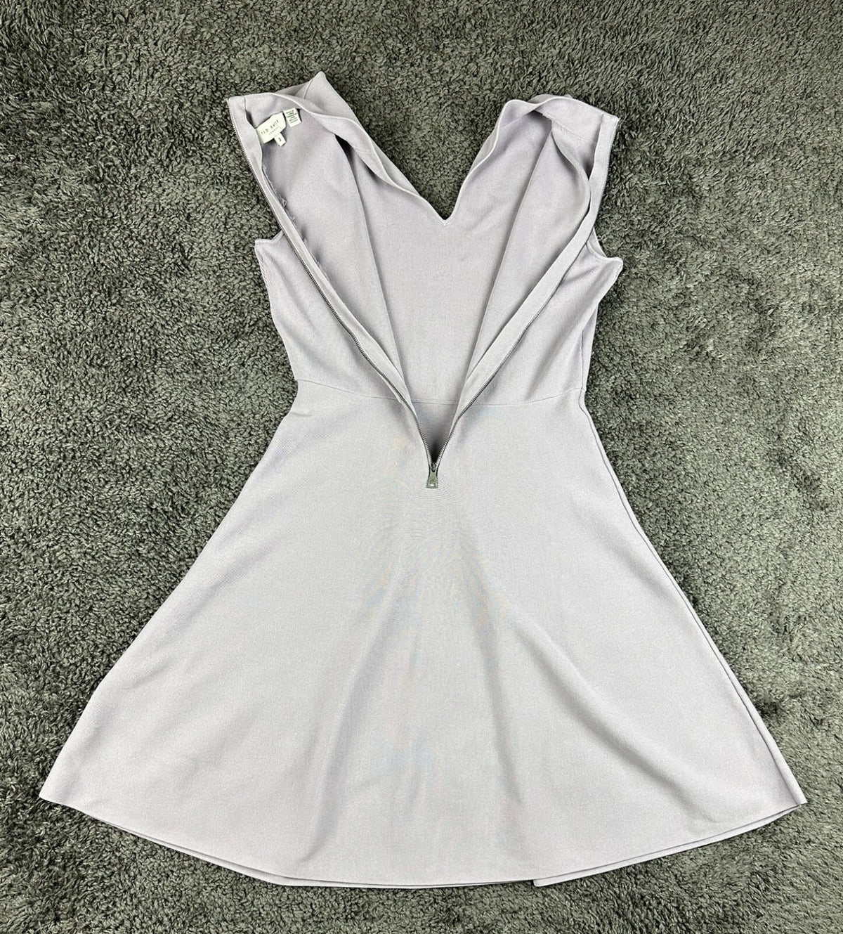 Ted Baker London Liliiee Light Purple Lilac Knit Front Zip Skater Dress Size 3