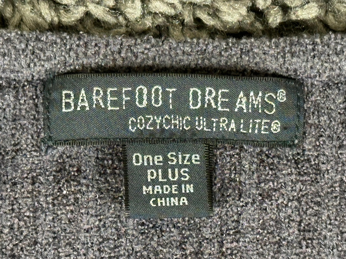 Barefoot Dreams CozyChic V-Neck Shirt Dress Gray One Size Plus Short Sleeve