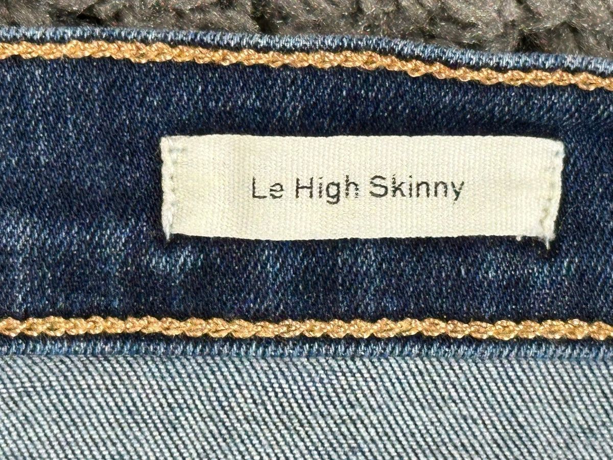 FRAME Womens 29 Le High Skinny Jeans Copa Wash Split Hem Blue Denim USA