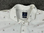 Johnnie-O Top Shelf Faber Shirt Mens White Sailboat Cotton Linen Button Up Sz XL