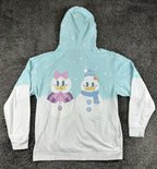 Disney Loungefly Snowman Hoodie Unisex Mickey Minnie Donald Daisy Christmas Sz L