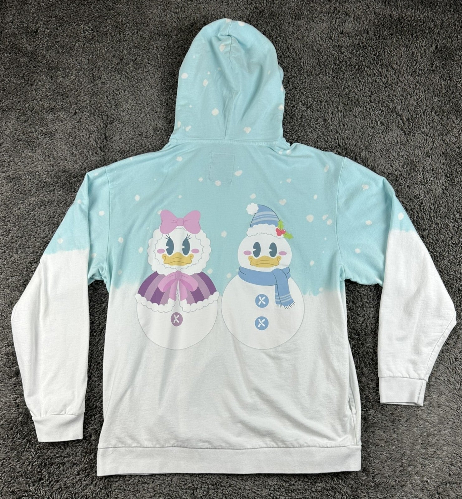 Disney Loungefly Snowman Hoodie Unisex Mickey Minnie Donald Daisy Christmas Sz L