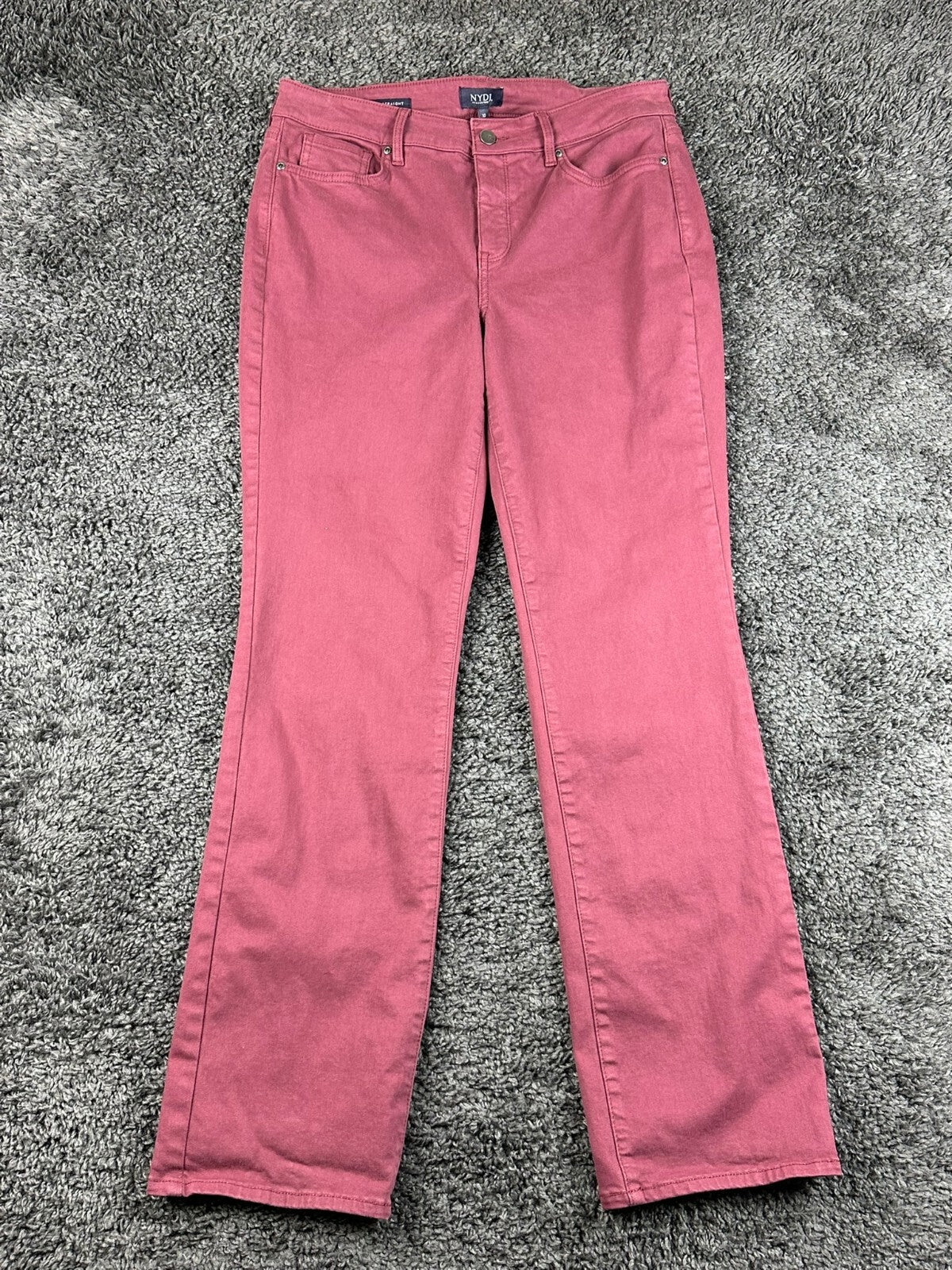 NYDJ Marilyn Straight Pants Womens 10 Dusty Rose Mauve Husk Stretch Jeans