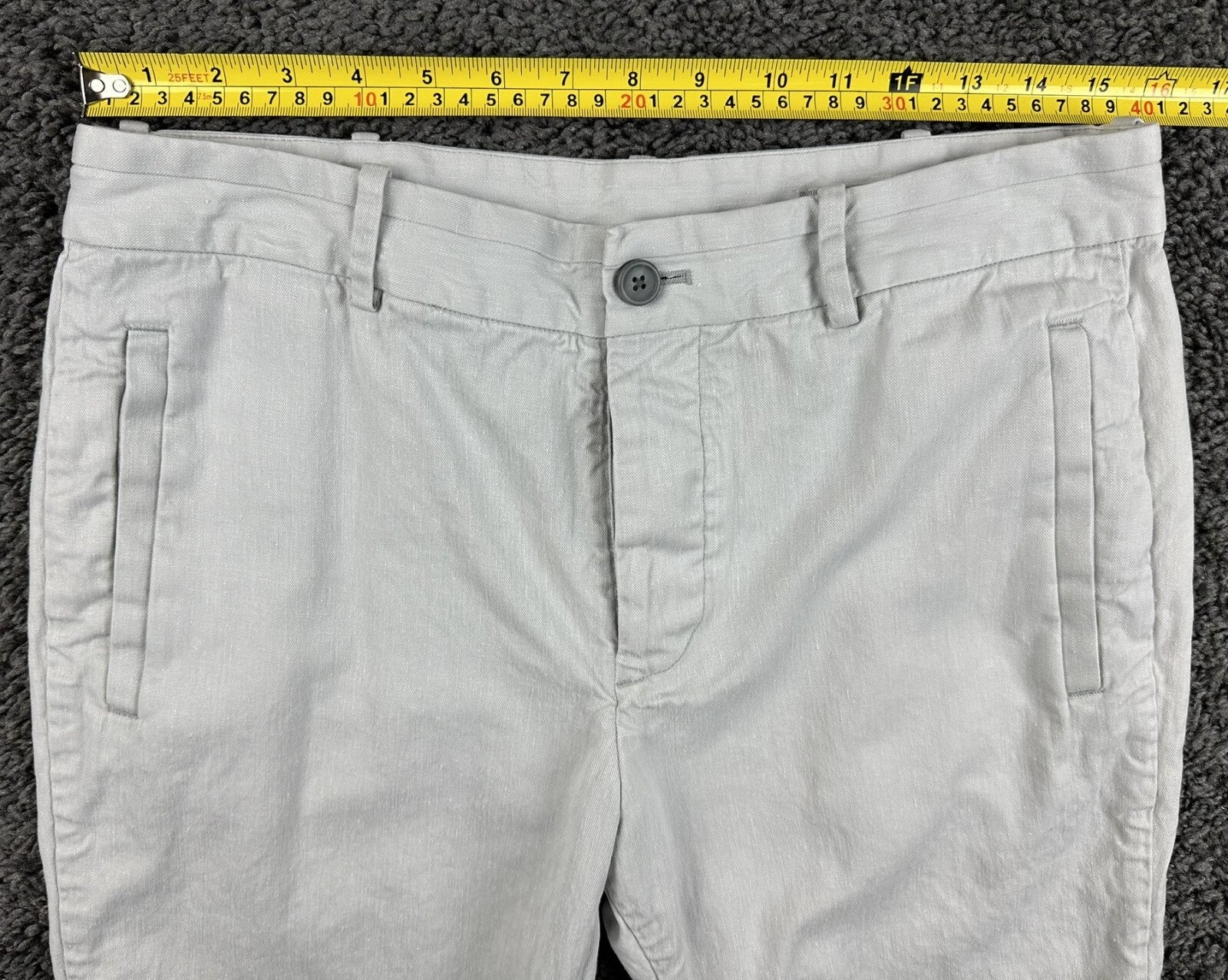 Outerknown Mens Beach Trouser Pants Gray Hemp Cotton Button Fly Sz 31