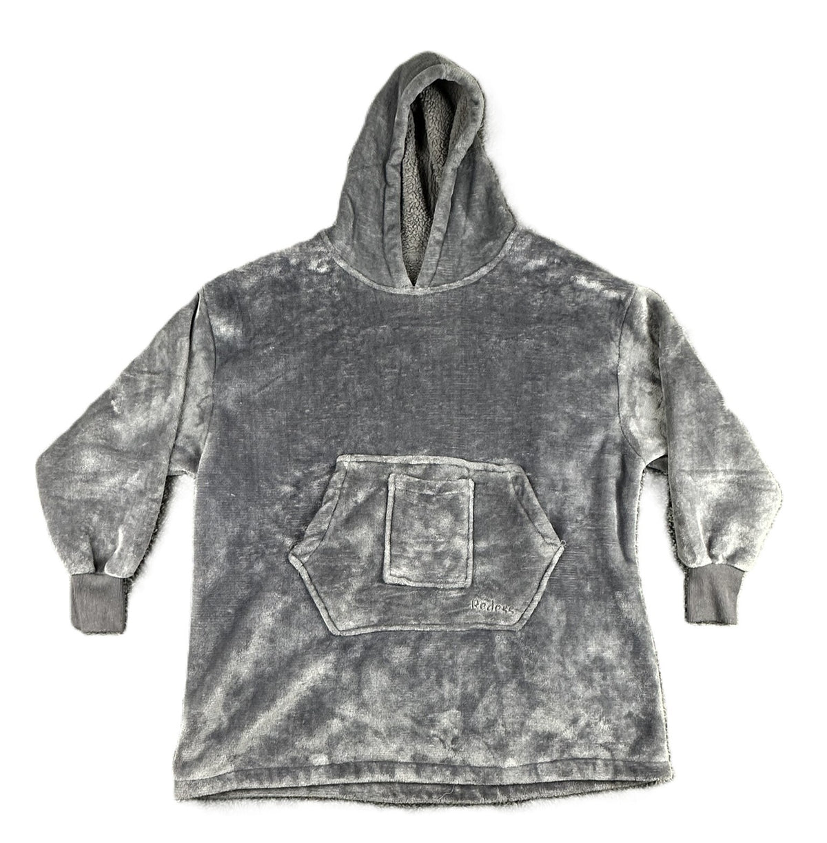 Redess Oversized Wearable Blanket Hoodie Grey Sherpa Lined Fleece Pullover OS