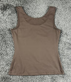 JudyP Womens Tank Top Medium Brown Scoop Neck Sleeveless Stretch Made in USA