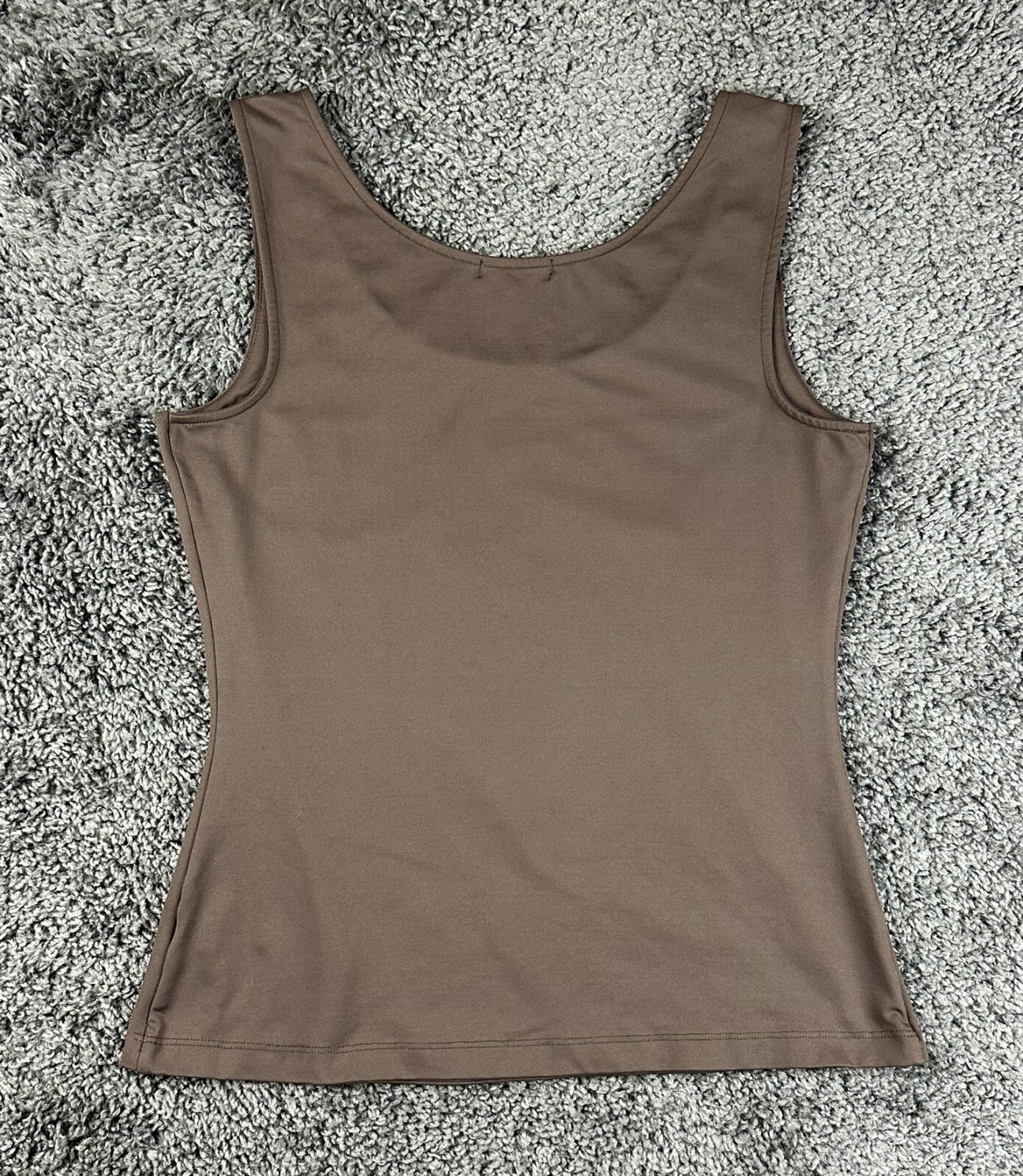 JudyP Womens Tank Top Medium Brown Scoop Neck Sleeveless Stretch Made in USA