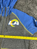 Nike NFL LA Rams Womens L Raglan Full Zip Hoodie Grey Blue Contrast Stitch