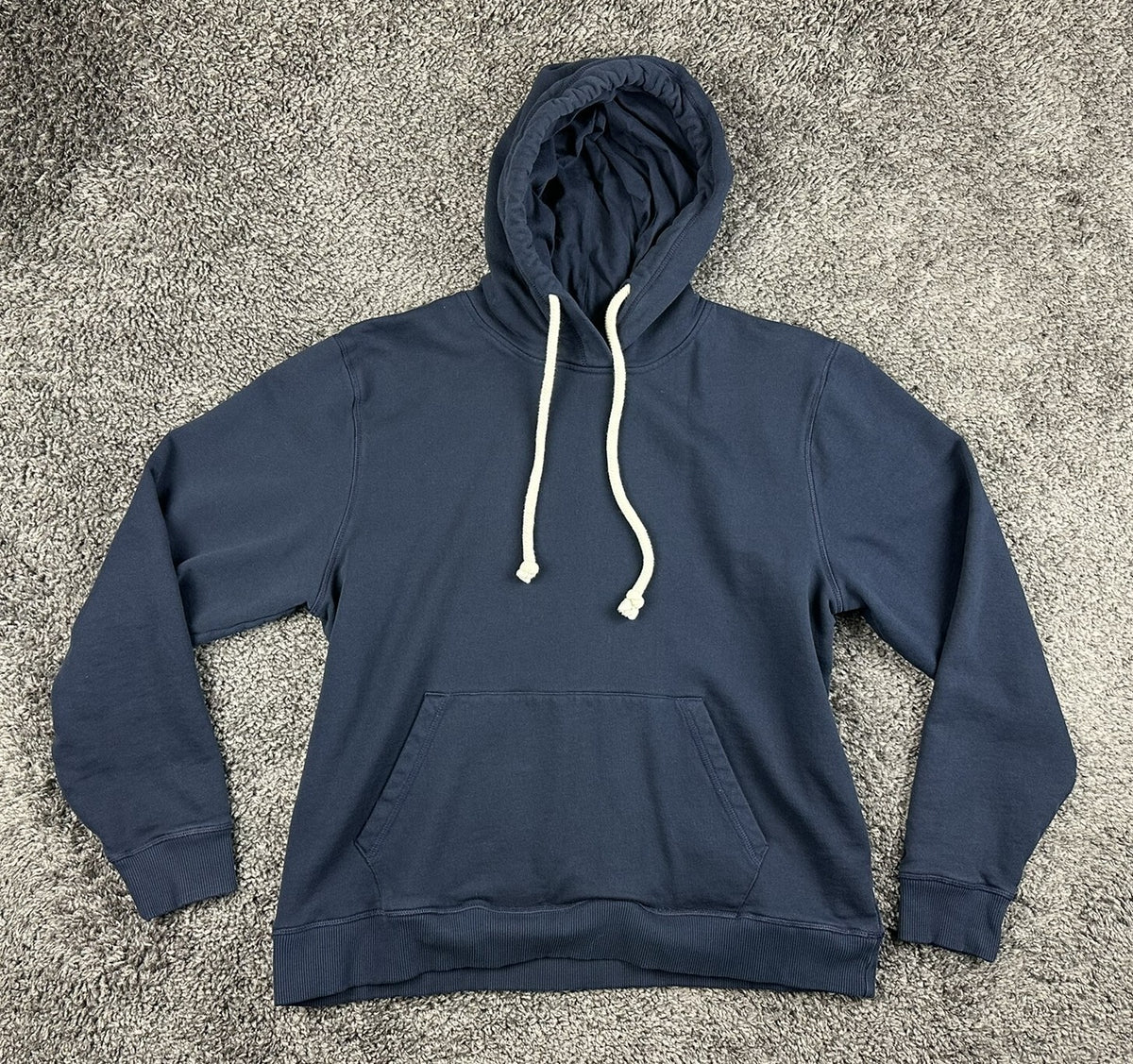 PACT Mens Size L Navy Blue 100% Organic Cotton Hooded Sweatshirt Hoodie