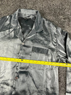 Max Deco Mens L Silver Grey Satin Long Sleeve Button Up Pajama Shirt Top