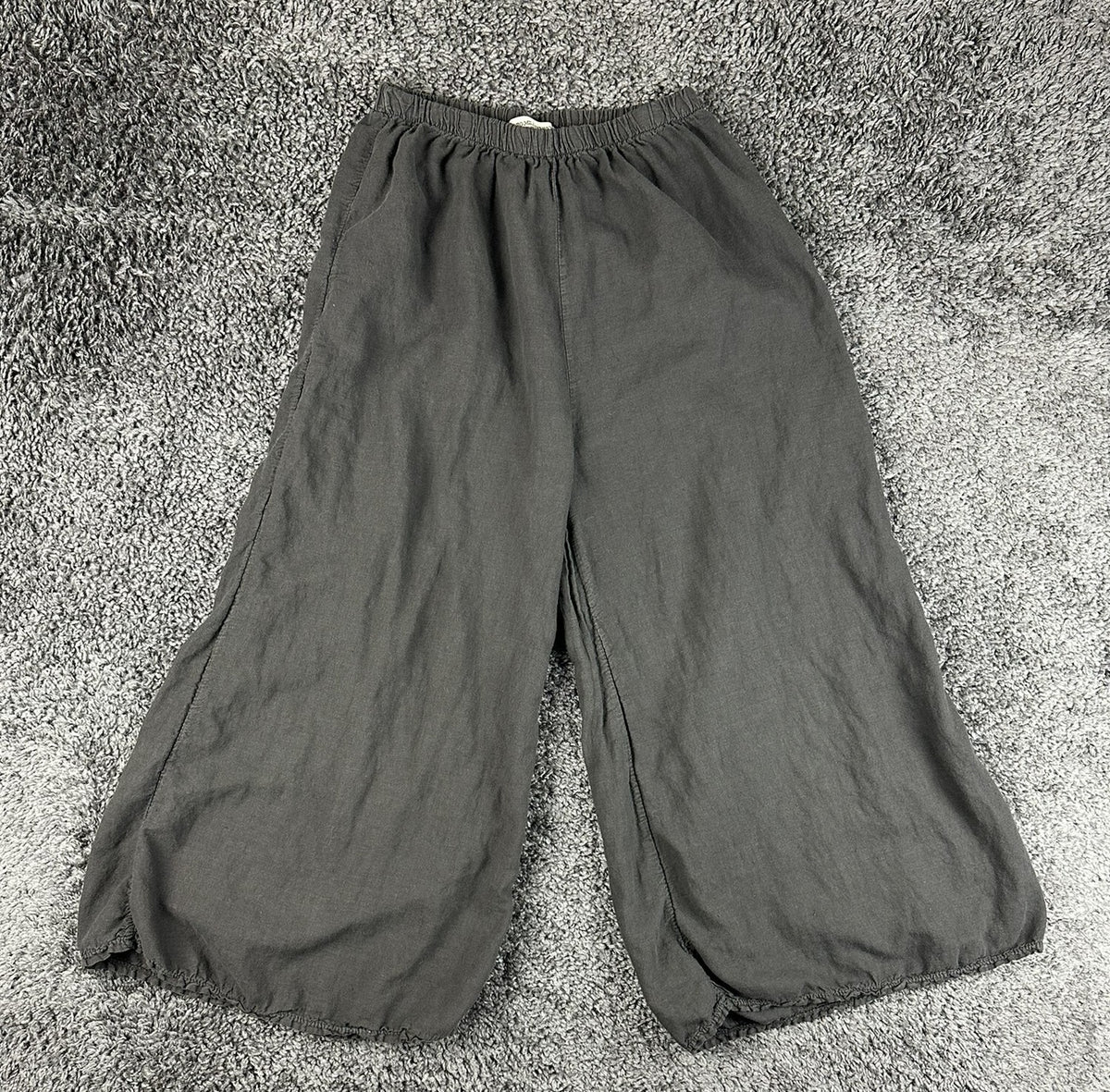 Terzo Millennio Womens M Charcoal Linen Blend Wide Leg Crop Culotte Pants