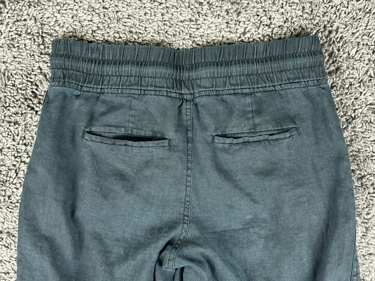 Athleta Womens 4 Black Cabo Linen Wide Leg Pants Casual Summer Beach Resort