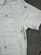 TravisMathew Men's American Flag Palm Tree Print Button-Down Shirt Large