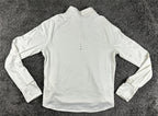 Nike Swift Dri-FIT UV 1/4 Zip Running Top Women White Long Sleeve Thumbholes L