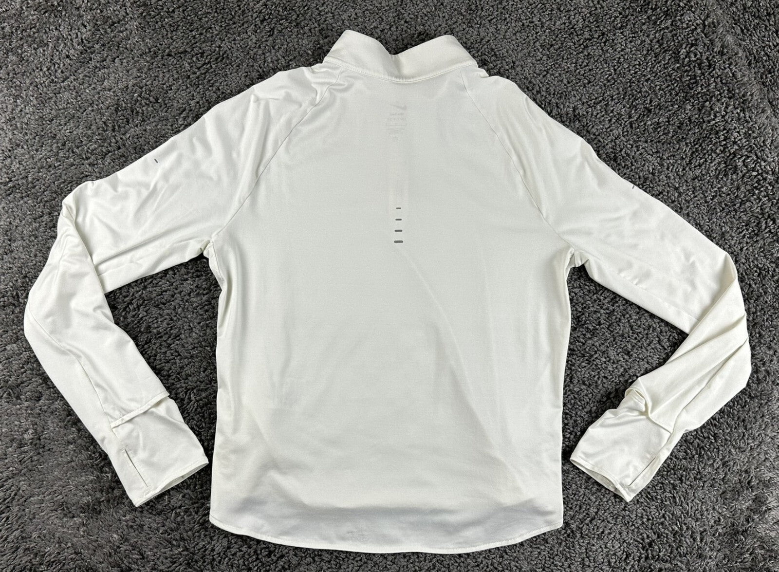 Nike Swift Dri-FIT UV 1/4 Zip Running Top Women White Long Sleeve Thumbholes L