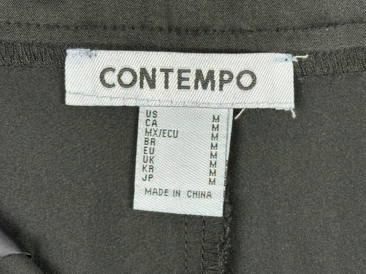 Contempo Wide Leg Trousers Womens Medium Black High Waisted Pleated Front