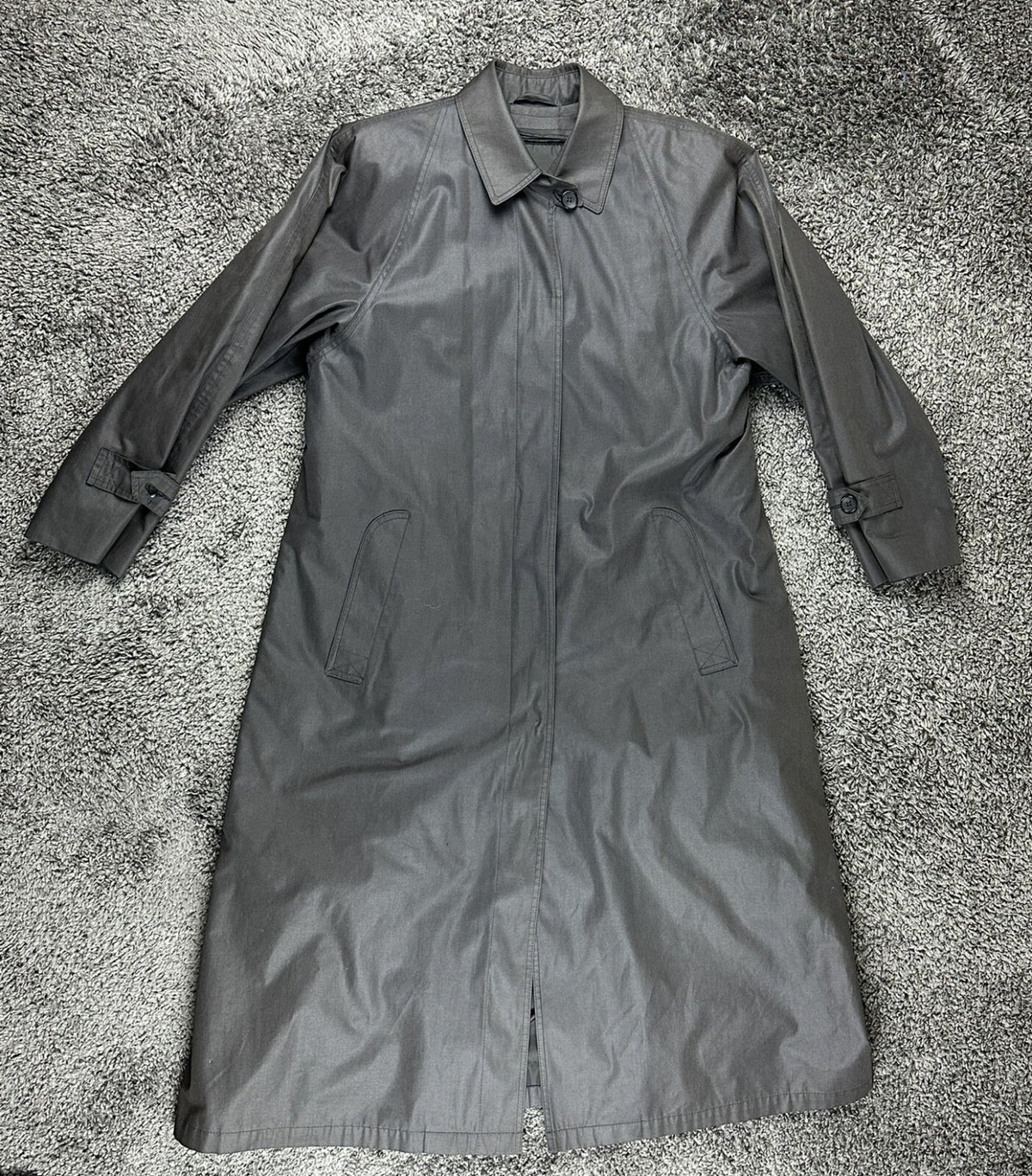 London Fog Vintage Maincoats Womens 12 Reg Gray Thinsulate Lined Trench Coat