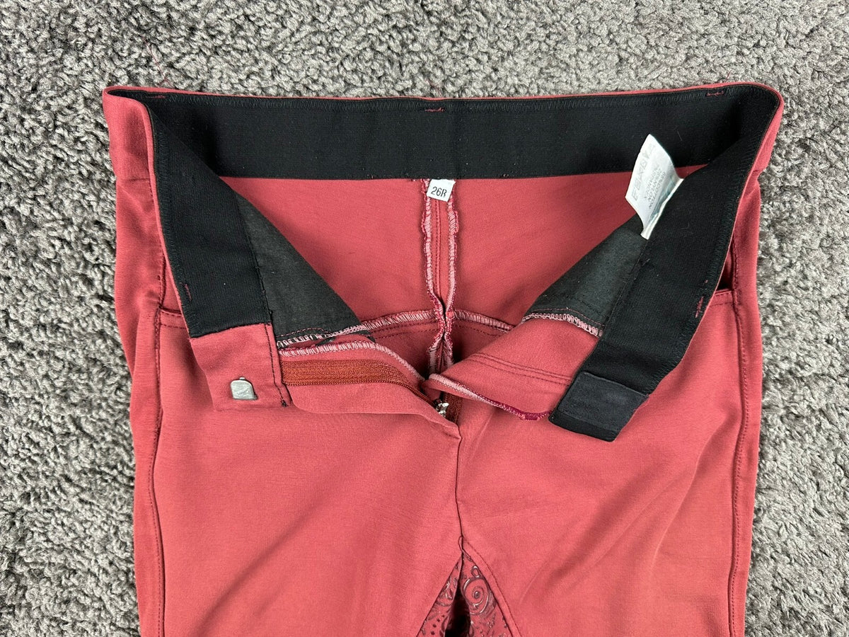 Piper by SmartPak Womens 26R Berry Red Silicone Full Seat Equestrian Breeches